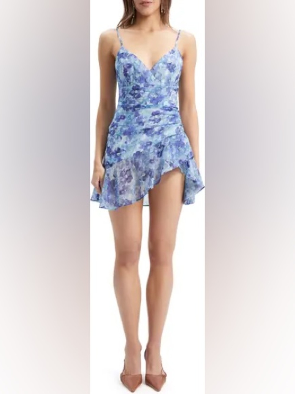 Bardot Ladies NWT Sorella Ramie Mini Dress in Blue Floral. US- 6.